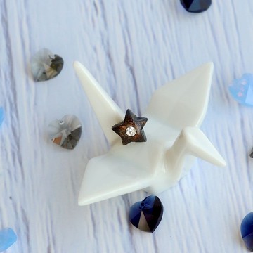 星  原木手工耳環 純銀耳針 單個 禮物訂製