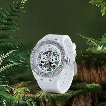 NSQUARE PandaBaby 熊貓寶貝 G0565-N46.1 機械機芯 限量白 趣味熊貓 夜光 水晶 腕錶 手錶 42mm