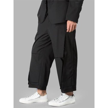 GAOSTUDIOS黑色不規則毛邊九分褲多層解構寬松山本暗黑日系長褲男