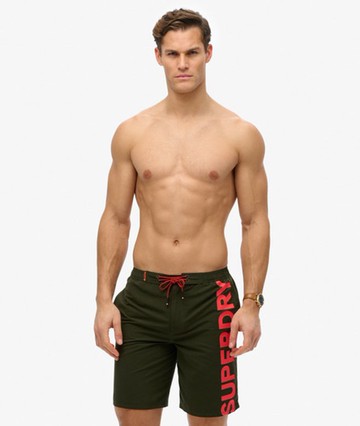 Superdry Men's Classic 19- Inch Logo Board Shorts Green Size: XL
