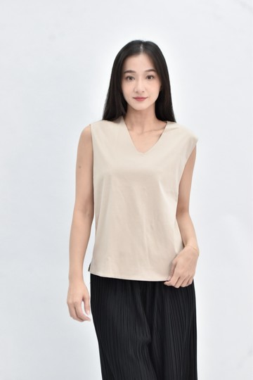 (M) giordano ladies 棉質純棉無袖杏色上衣