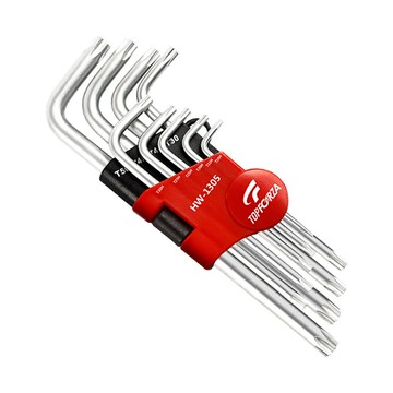 【TOPFORZA】HW-1305 公制加長L星型中孔板手9支組