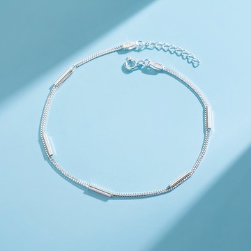 花影（飾品）S925純銀腳鏈女韓版簡約雙層學院風小眾設計感腳踝鏈