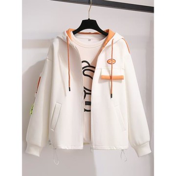 白色連帽棒球服外套女2026春季新款寬松拉鏈衛衣開衫短款休閑夾克