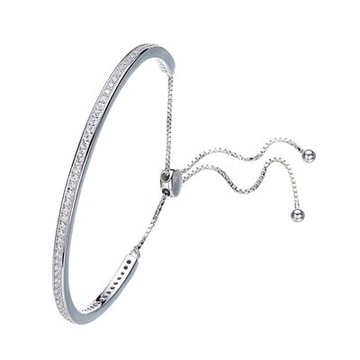 現貨+預購 925純銀手鐲鋯石手環-鏡面拋光閃耀光芒情人節生日聖誕節禮物女飾品73qh22【獨家進口】【米蘭精品】