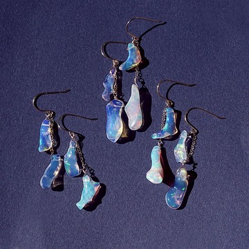 14KGF 衣索比亞產蛋白石隨形切面流蘇耳環 Pallas