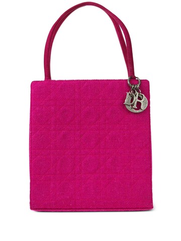 Christian Dior - 1990-2000s pre-owned Cannage Lady Dior tote bag - women - Wool/Suede - One Size - Purple