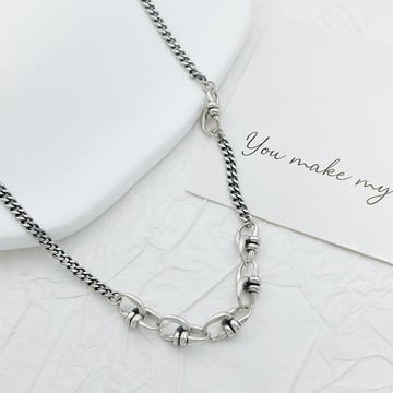 Eira Accessory 不規則鎖鍊項鍊‧925純銀項鍊‧粗鍊 項鍊 拼接 造型 送禮 CXL0001A