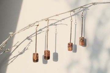 烈火焚身軟陶純銀針式垂釣耳環