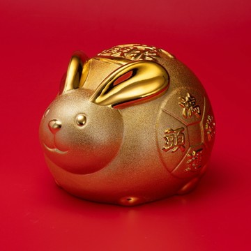 【保庇BOBEE】 日本工藝 10寸肥肥金兔招財擺件存錢罐