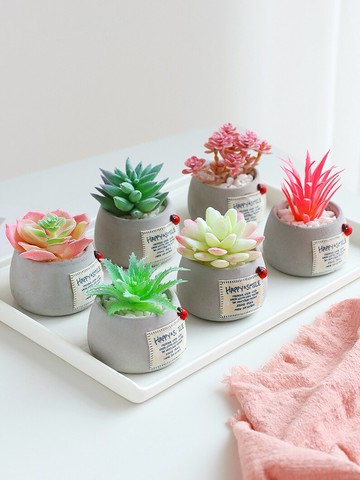 北歐ins風仿真多肉盆栽小擺件創意客廳室內桌面裝飾迷你假綠植物
