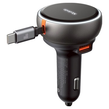 Mcdodo 麥多多 車用2孔Type C線一體式快速充電器 80W  黑色  CC-485