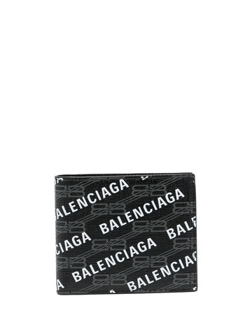 Balenciaga - logo-print leather wallet - men - Polyurethane/Polyester/Cotton - One Size - Black