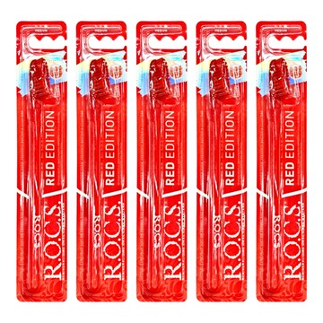 R.O.C.S. 成人專用牙刷 紅色版 中等  1入  5支