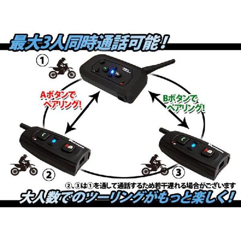 3人同時通話セット バイク インカム インターコム 4Riders Interphone-V4 1台 ＋ BT Multi-Interphone 2台  | LINEブランドカタログ