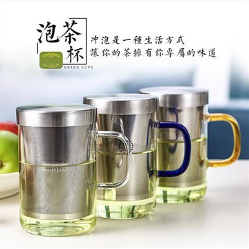 【太力】不鏽鋼濾網耐熱玻璃茶杯-慈濟共善