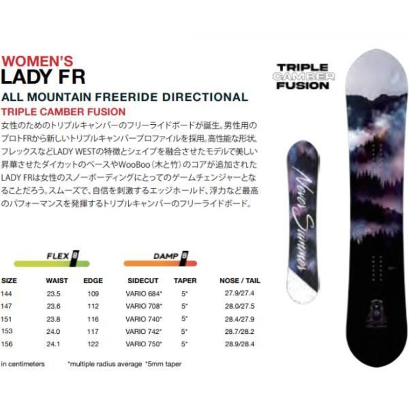 送料無料新品 スノーボード 板 ネバーサマー 22-23 NEVER SUMMER LADY