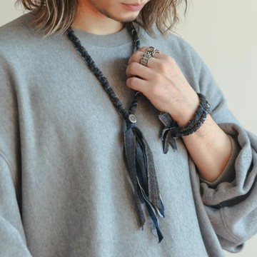 家庭兄弟－80年羊毛老布編織項鍊－深色格紋