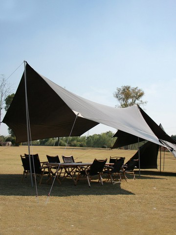 蝶形超大六角天幕帳篷戶外防曬露營黑膠天幕野營遮陽野餐沙灘涼棚