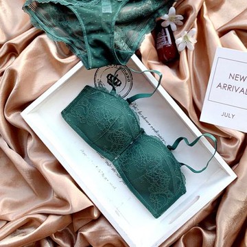 歐美蕾絲半杯無鋼圈可拆卸肩帶抹胸式復古內衣套裝少女聚攏文胸罩