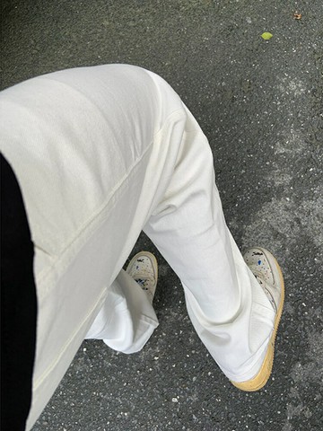 純白色cleanfit牛仔褲男秋季美式高街vibe褲子潮牌痞帥修身直筒褲