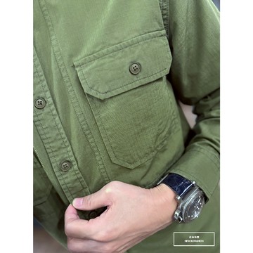 Nor.116厚磅胸口袋暗格紋襯衫-綠《NOR8086116》