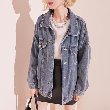 百搭牛仔寬鬆外套-深藍【KT28695】