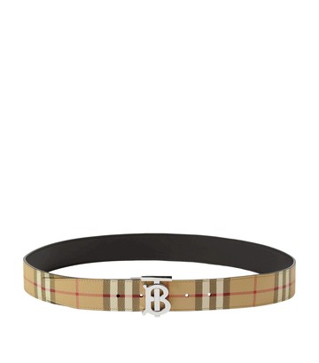Burberry Leather and Check Reversible Tb Belt