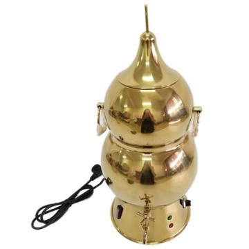 鍍金不銹鋼電熱涼茶葫蘆加熱涼茶壺涼茶桶帶龍頭茶鋪擺件量多優惠