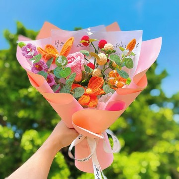 客製化禮物  情人節禮盒  手作鉤織歡樂和諧花束