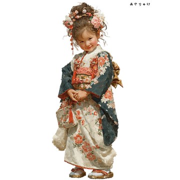 【12月新品4】07-114-0206 人物貼紙 和服復古