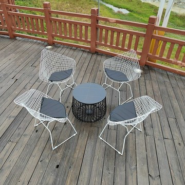 戶外桌椅組合別墅花園庭院園林景觀創意防水防曬鐵藝茶幾花瓣椅子[DD050209]