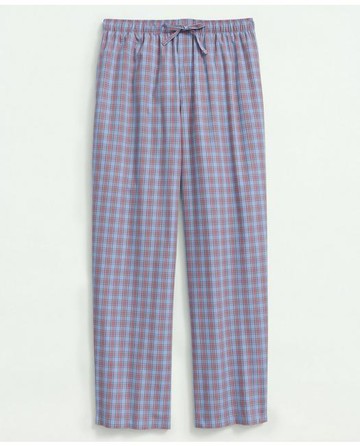 Brooks Brothers Men's Cotton Broadcloth Tartan Lounge Pants | Light Blue | Size XL