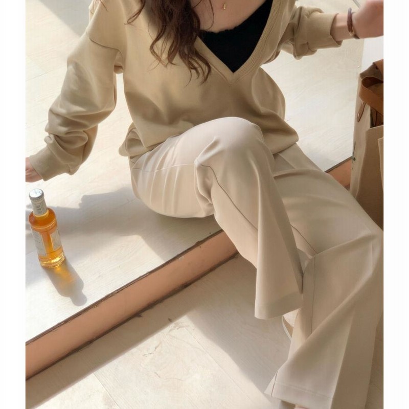 スラックス ストレートパンツ センタープレスパンツ レディース