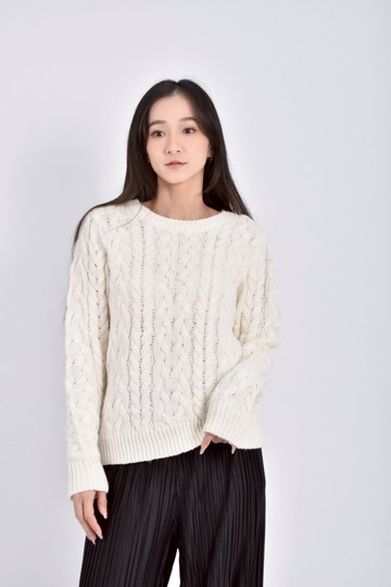 (M) index質感針織長袖白色毛衣