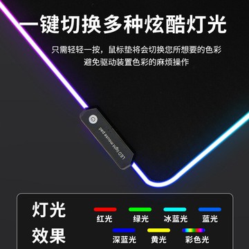 RGB發光鼠標墊LED七彩發光燈黑色鎖邊游戲辦公鍵盤鼠標墊【Snowbelle優選】