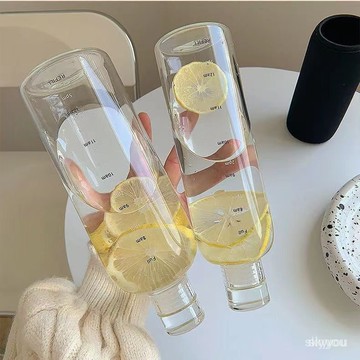 桃園發貨小紅書衕款時間刻度塑料杯子女高顔值ins風透明外帶便攜網紅水杯 6U8N XXGW