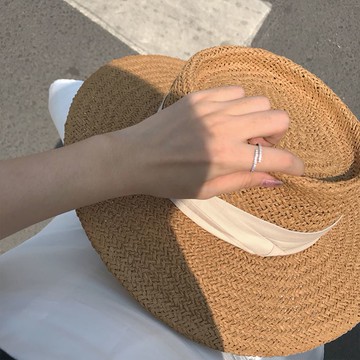 大碼戒指女胖mmins食指韓國個性時尚精致鋯石開口可調節指環j201