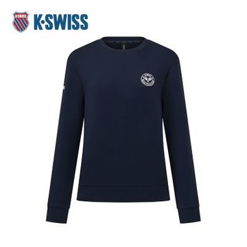 K-SWISS 運動長袖 W SILKY TECH SWEAT 圓領 上衣 女款 深藍色 1912104-014