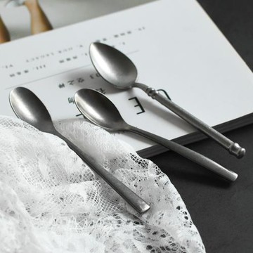 復古做舊咖啡勺 茶勺攪拌小勺子 歐式奶茶小調羹甜品匙 304不銹鋼