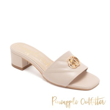 Pineapple Outfitter-山形斜紋釦飾涼跟鞋 REYA-白色