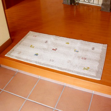 日製游牧民族風威爾頓編織玄關地墊-60x110cm 沙棕