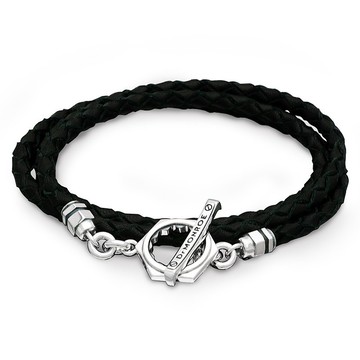 男士皮革手鍊 黑色/925銀 牛革/銀飾 日本製造/免運費/送禮推薦/RE17