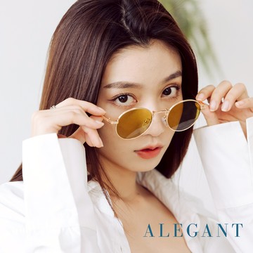 ALEGANT - 歐美度假風珊瑚黃圓框造型墨鏡│UV400太陽眼鏡