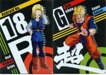 人造人18號/超薩亞人孫悟飯A4 Clear File Collection(2張SET)一番賞龍珠THE ANDROID BATTLE with龍珠法伊塔茲F獎