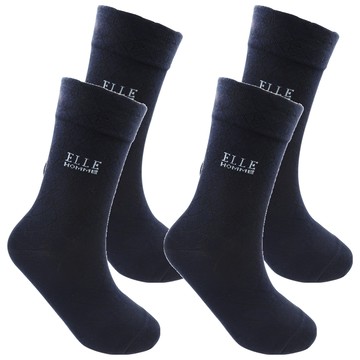 ELLE HOMME 英倫菱格寬口休閒襪 2雙  丈青色  24~26cm