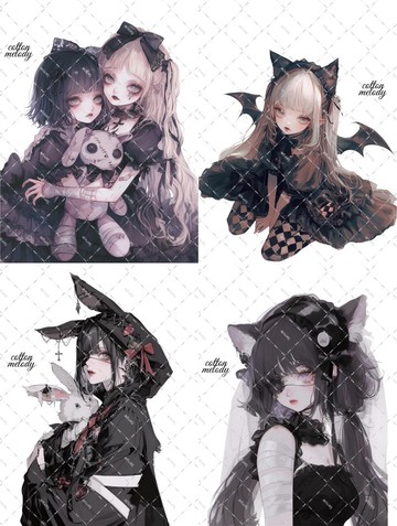 【期間限定】萬聖節 20種各3張 / cotton melody / 少量組 / 人物貼紙 / 贈品 【dark gothic】