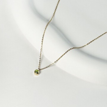 橄欖綠鋯石生日石316醫療鋼項鍊/8月誕生石 單鑽 鎖骨鍊 不鏽鋼鍊