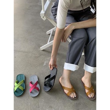 泰國進口YAMUU交叉拖鞋男防滑休閑涼拖女情侶款居家洗澡外穿沙灘