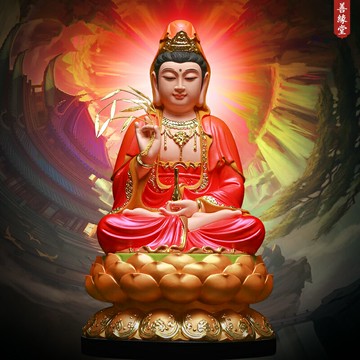 幻彩紅衣觀世音菩薩樹脂觀音佛像眼光娘娘神像家用供奉保平安擺件